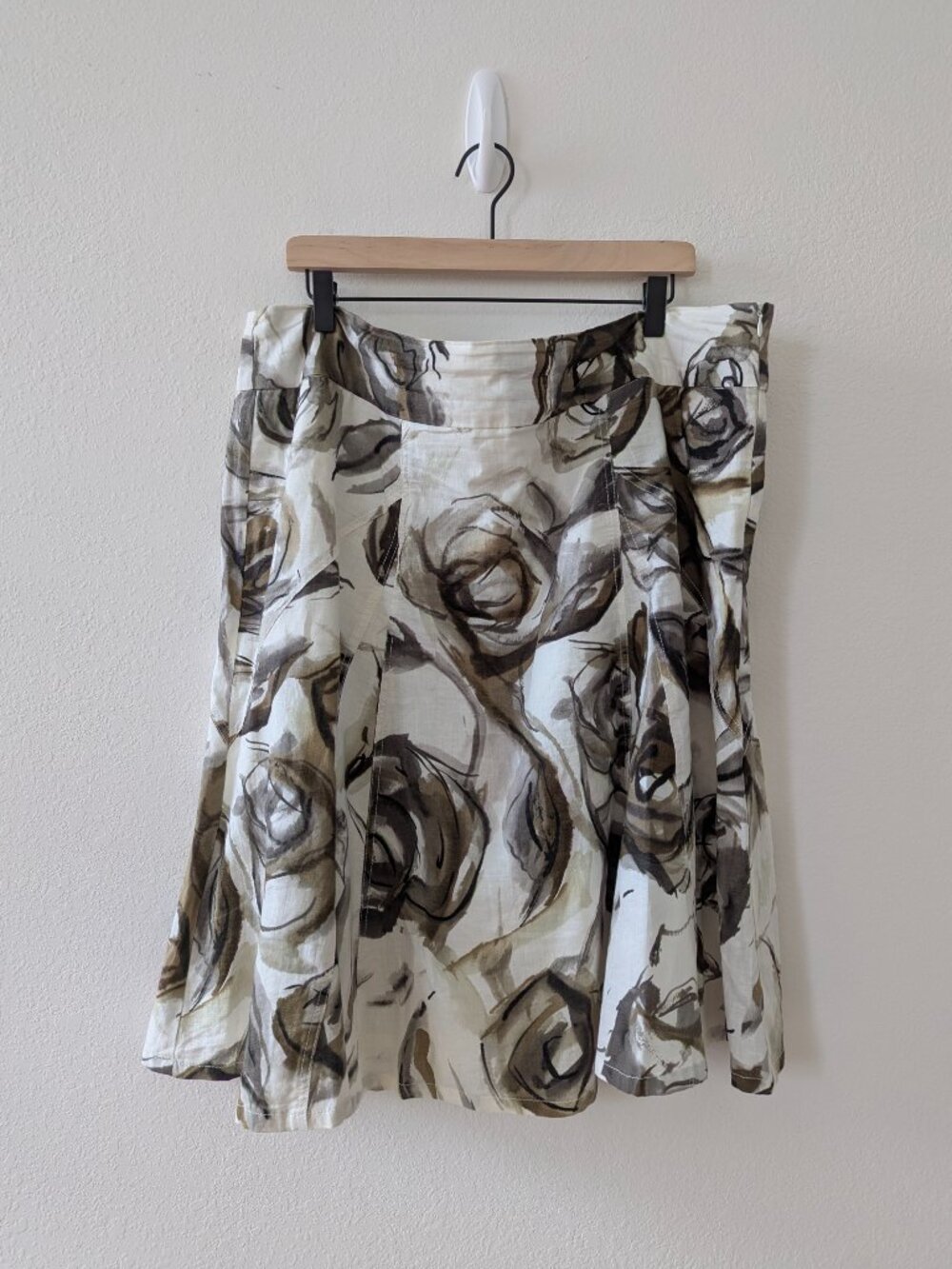 Coldwater Creek Linen Blend Floral A-Line Skirt XL (18)
